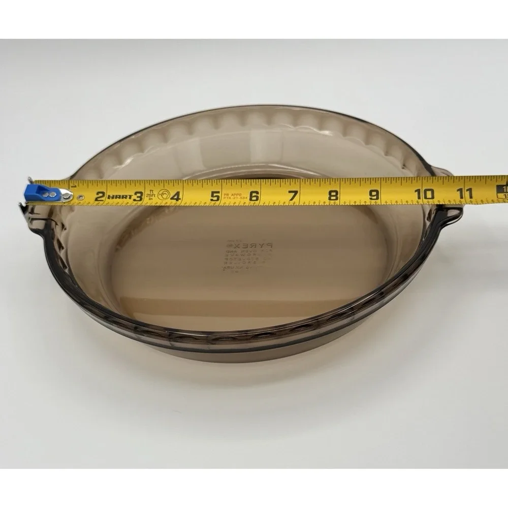 Vintage Pyrex 229 & 209 Smoke Brown Amber Pie Plates Set of 2 USA Glass Bakeware